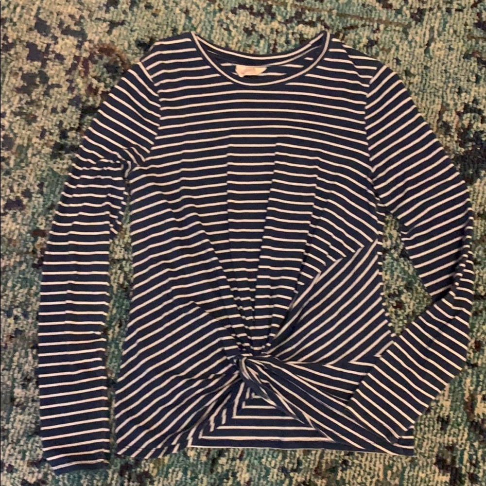 Denim blue and cream long sleeved t-shirt. New!